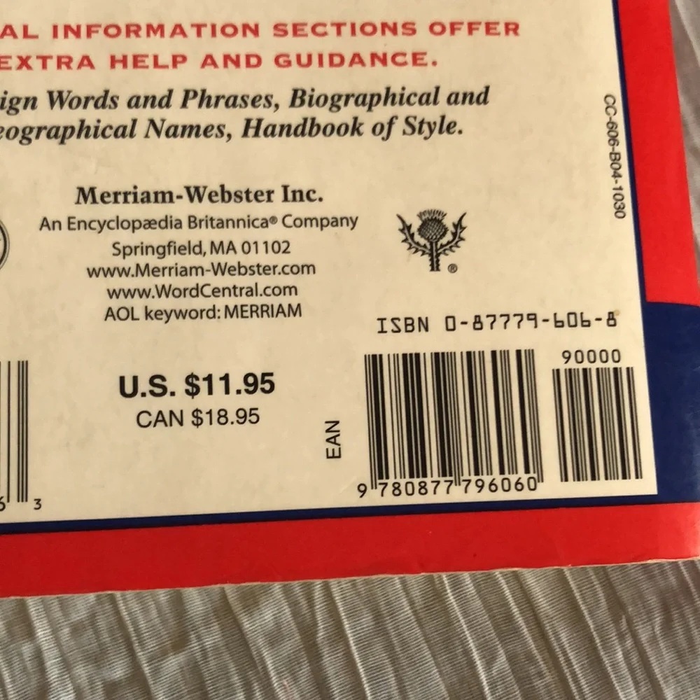 MERRIAM WEBSTER DICTIONARY & POCKET SPANISH DICTIONARY lot of 2 paperback books